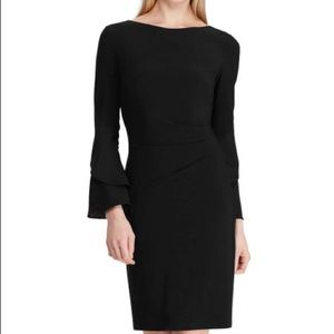 Black Ruffle-Sleeve Jersey Boatneck Dress - sz12